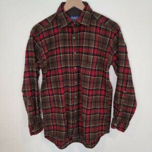 Pendleton Wool Lodge Shirt Brown Flannel Shirt Medium FREE SHIPPING